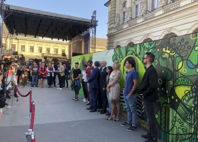 The mural is unveiled during Europe Day